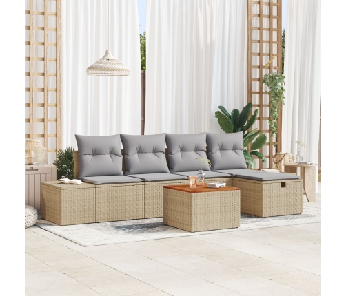 Juego de Sofá de Jardín  Conjunto de 6 Beige, Gris Ratán, Poliéster