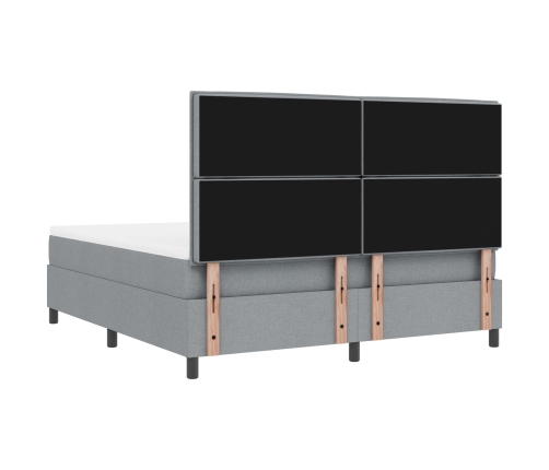 Cama con base de resortes  con colchón gris claro super king tela