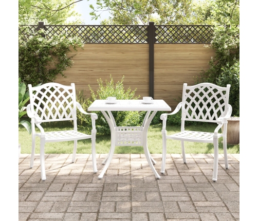 Conjunto de Bistro de Jardín de 3 Piezas  de Aluminio Fundido Blanco