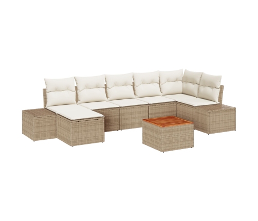 Juego de Sofá de Jardín  8 Piezas Beige y Crema Poliratán Grande