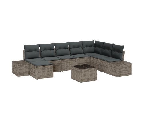 Conjunto de sofá de jardín 9 piezas Gris Ratán