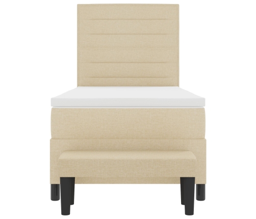 Cama con Base  con Colchón y Banco Beige 90x200 cm Tela