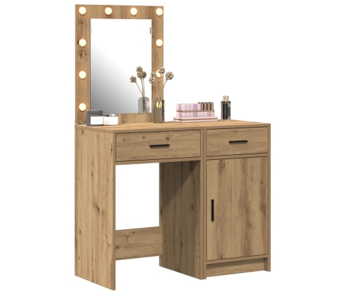 Set de Tocador de 2 Piezas con LED en Madera Elaborada de Roble Artesanal