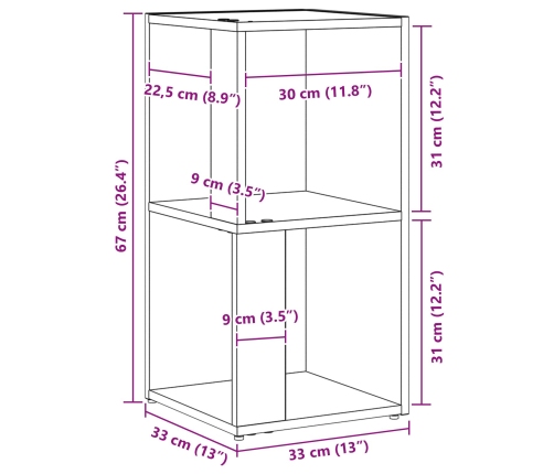 Gabinete Esquinero  Negro Roble 33x33x67 cm Madera Elaborada