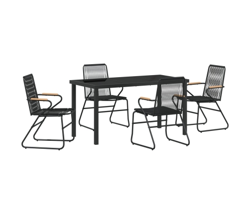 Juego de Comedor de Jardín  5 Piezas Negro Ratán de PVC