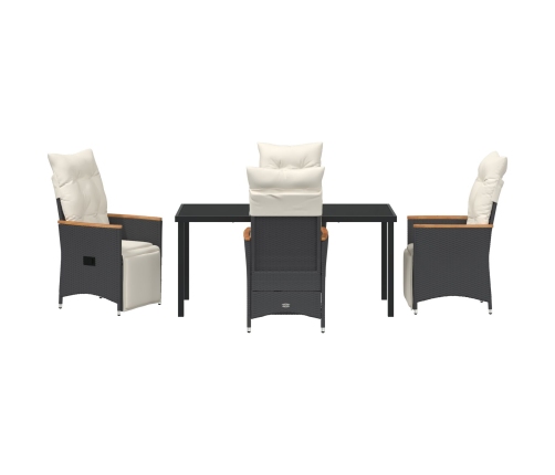 Set de Comedor de Jardín de 5 Piezas  con Cojines Ratán PE Negro