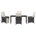 Set de Comedor de Jardín de 5 Piezas  con Cojines Ratán PE Negro