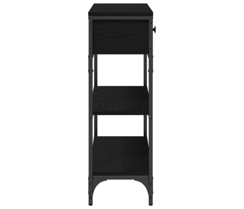 Mesa Consola  Negro Roble 72,5x25x75 cm Madera Elaborada y Acero