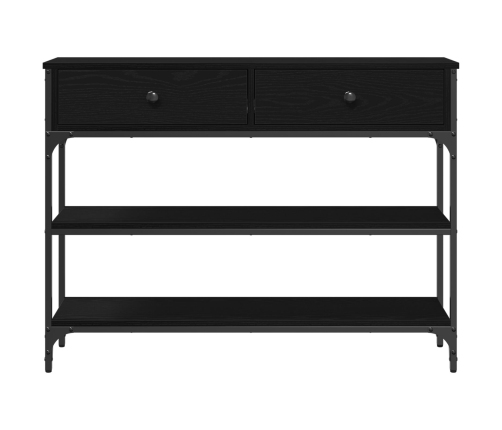 Mesa de Consola  Negro Roble 100x25x75 cm Madera Ingenierizada y Acero