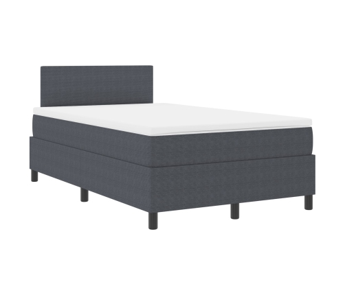 Cama con Box Spring  con Colchón Gris Oscuro 120x200 cm Tela de Corduroy