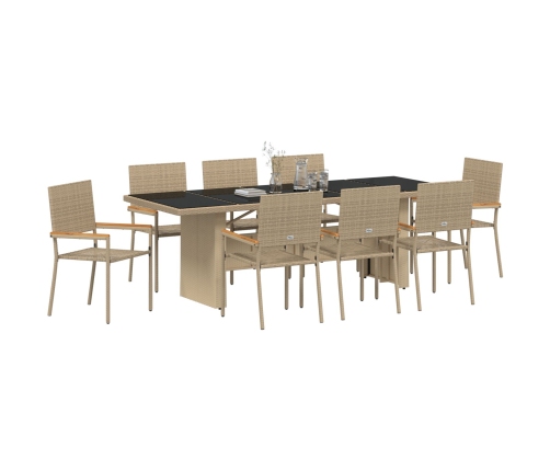 Juego de Comedor de Jardín de 9 Piezas  Beige Poliratán