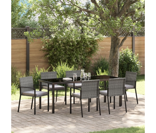 Juego de Comedor de Jardín de 7 Piezas Gris Poliratán