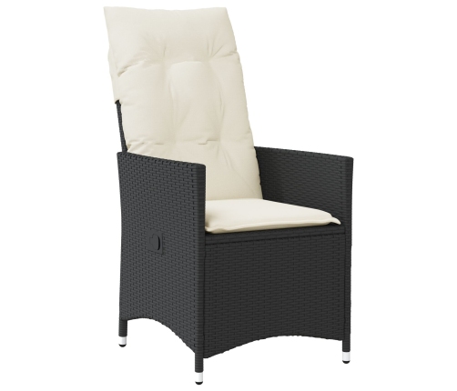 Set de Comedor de Jardín  de 7 Piezas con Cojines en Poliratán Negro