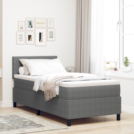Cama con Base  con Colchón Gris Claro 90x200 cm Tela de Pana