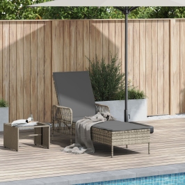 Tumbona Gris claro Ratán PE 157 x 55 x 92 cm Plegable Tumbona