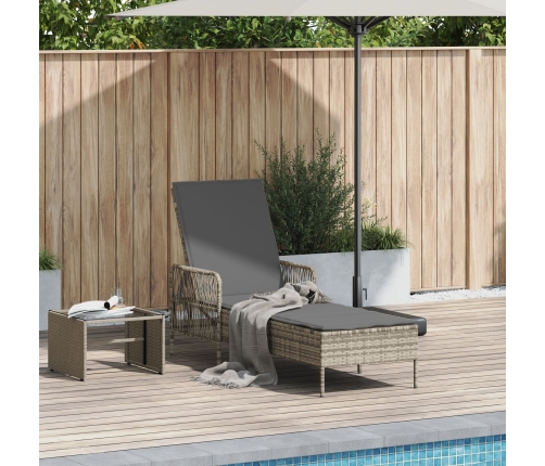 Tumbona Gris claro Ratán PE 157 x 55 x 92 cm Plegable Tumbona