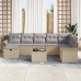 Conjunto de Sofá de Jardín de 9 Piezas con Cojines Beige Ratán Sintético