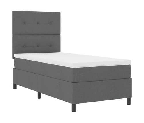 Cama de Base de Resorte  con Colchón Gris Oscuro 100x200 cm Tela