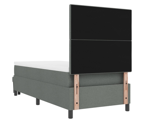 Cama Box Spring con Colchón y Banco Gris Oscuro 90x200 cm Tela