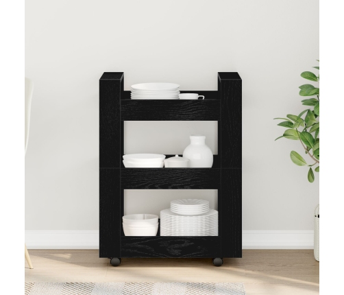Carro de Cocina  Roble Negro 60x45x80 cm Madera Engineered