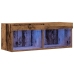 Mueble de pared para TV  con luces LED de madera envejecida 80x30x30 cm