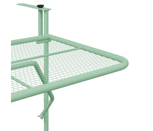 Mesa Colgante Plegable de Balcón - Verde Menta, 60x40 cm, Acero