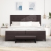Cama con Box Spring  con Colchón y Banco Marrón Oscuro 200x200 cm Tela