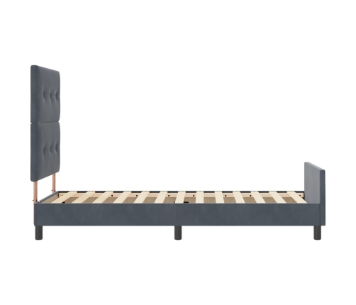 Estructura de Cama  en Gris Oscuro, 100x200 cm, Hecha de Terciopelo