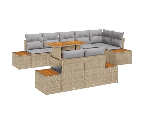 Conjunto de Sofá de Jardín  9 Piezas Beige, Gris Ratán, Poliéster