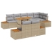 Conjunto de Sofá de Jardín  9 Piezas Beige, Gris Ratán, Poliéster