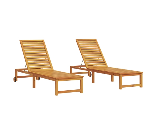Tumbonas  2 pcs Madera Sólida de Teca, Tumbona  Madera Sólida de Teca
