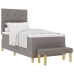 Cama con Somier  con Colchón y Banco Taupe 100x200 cm Tela