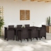 Juego de Comedor de Jardín de 9 Piezas Marrón Polipropileno