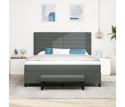 Cama con Box Spring y Colchón Banco Gris Oscuro 180x200 cm Tela
