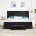 Cama de Base de Caja  con Colchón y Banco Negro 200x200 cm Tela