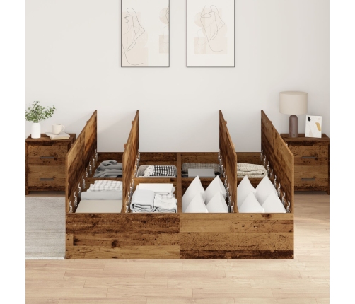Estructura de Cama de Almacenamiento  Madera Vieja 135x190 cm