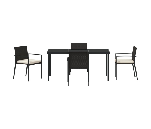 Set de 5 Piezas de Comedor de Jardín  Negro Poliratán
