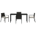 Set de 5 Piezas de Comedor de Jardín  Negro Poliratán