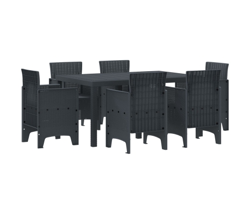 Juego de Comedor de Jardín de 7 Piezas Anthracite de Rattan Poliéster