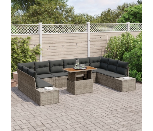 Conjunto de Sofá de Jardín  Conjunto de 11 Gris, Gris Oscuro
