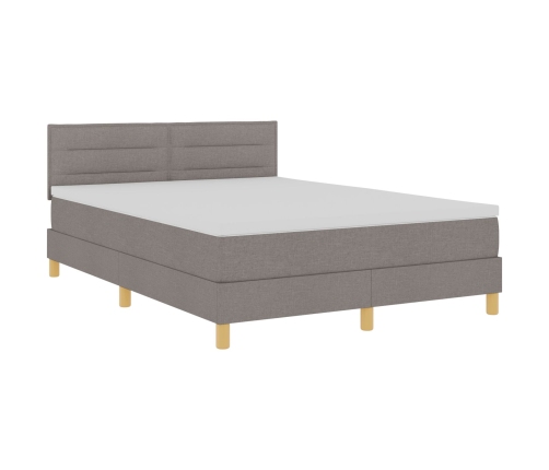 Cama Box Spring  con Colchón y LED Taupe 140x190 cm Tela