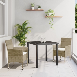 Set de Comedor de Jardín  3 Piezas Beige Ratán Sintético