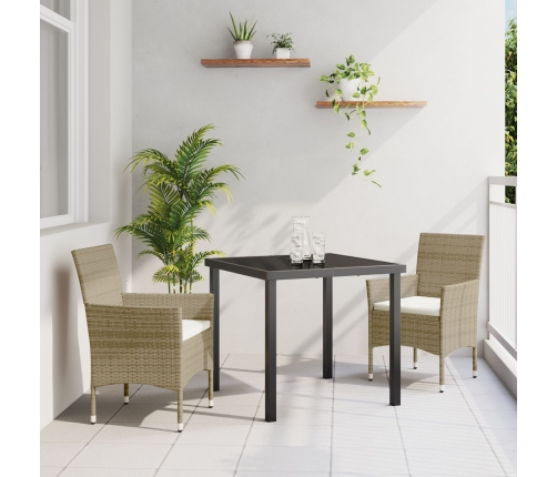 Set de Comedor de Jardín  3 Piezas Beige Ratán Sintético