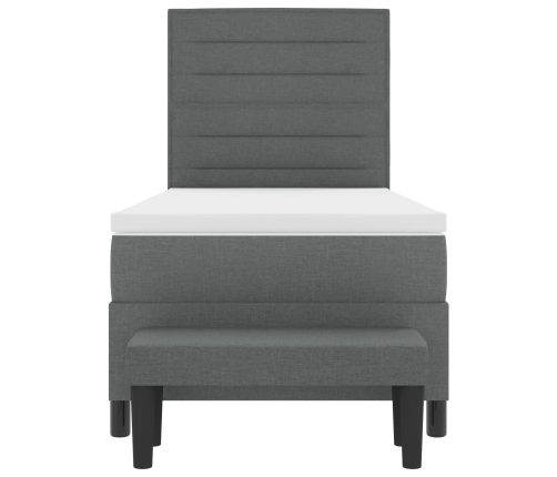 Cama con Base con Colchón y Banco Gris Oscuro 100x200 cm Tela