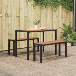 Set de Comedor de Jardín de 3 Piezas de Acero y WPC Marrón