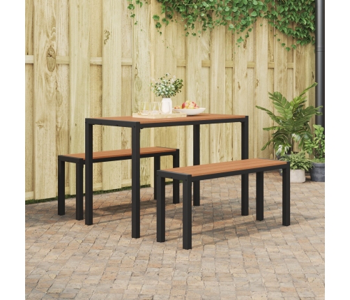Set de Comedor de Jardín de 3 Piezas de Acero y WPC Marrón