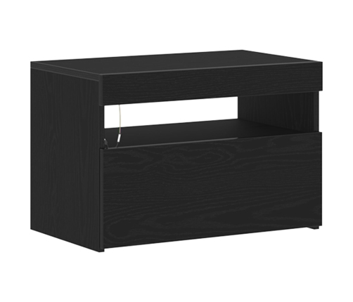 Mueble de TV  con luces LED Negro Roble 60x35x40 cm de madera