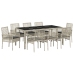 Conjunto de Comedor de Jardín de 9 Piezas  Gris Claro Poliratán