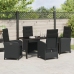 Set de comedor de jardín de 5 piezas con cojines de rattan versátil negro