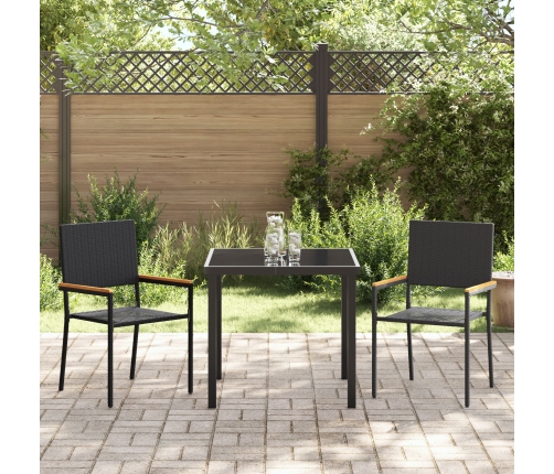 Conjunto de Comedor de Jardín de 3 Piezas Negro de Poliratán
